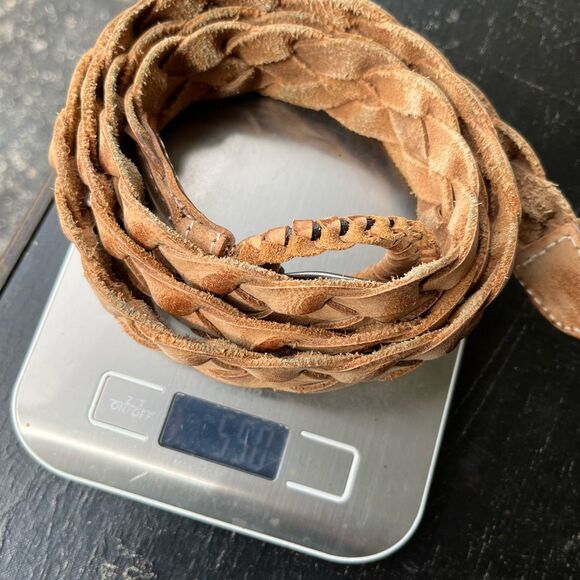 VTG Braided Leather Belt Tan Suede Deadstock 90s Y2K Boho Unisex SZ XL - Picture 5 of 6